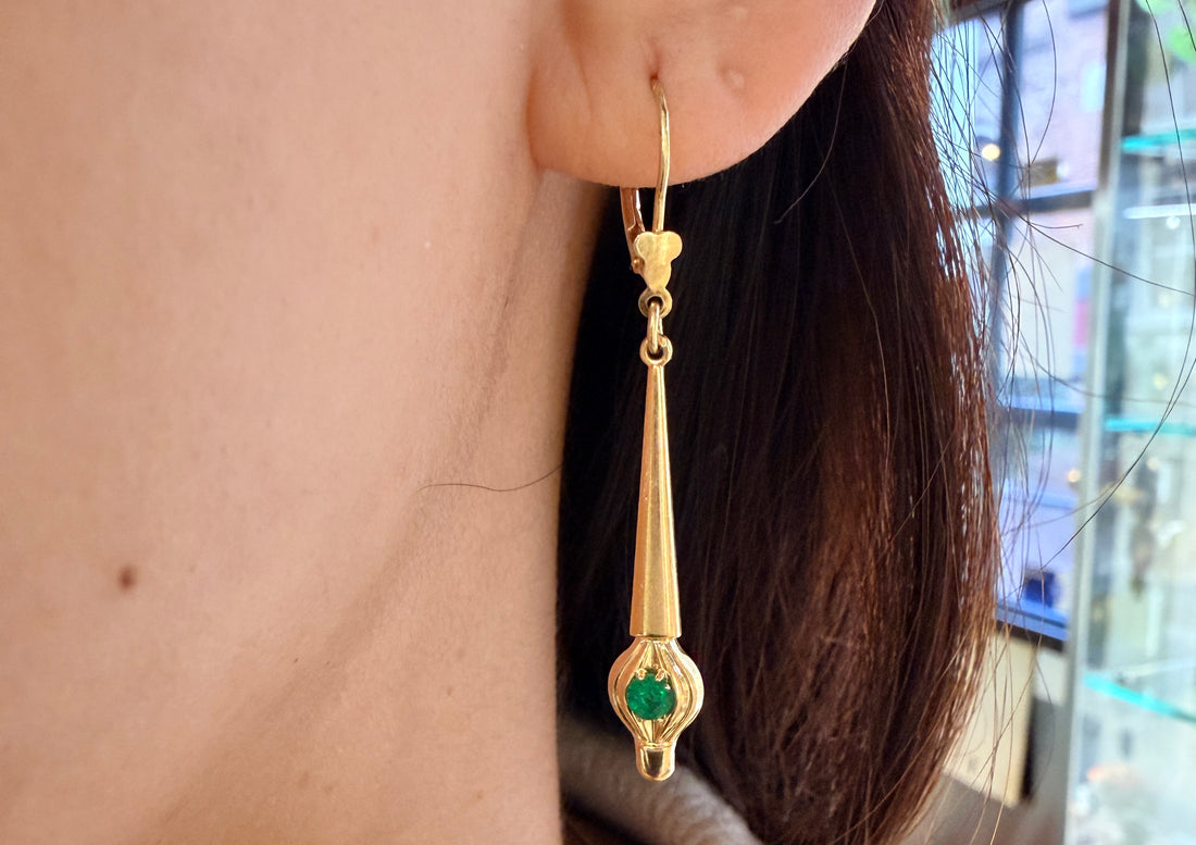 Emerald pendant earrings