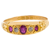 Edwardian ruby and old cut diamond ring from 1913