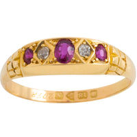 Edwardian ruby and old cut diamond ring from 1913