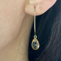Citrine pendant hoop earrings-Earrings-The Antique Ring Shop