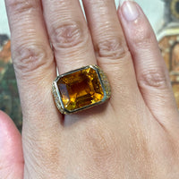 Citrine, yellow sapphire and diamond ring-Vintage Rings-The Antique Ring Shop