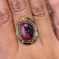 Rhodochrosite ring in 14 carat gold-Vintage Rings-The Antique Ring Shop