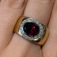 Garnet and diamond ring in 14 carat gold-Vintage Rings-The Antique Ring Shop