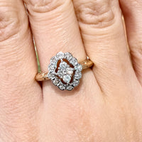 Vintage navette diamond cluster ring in 14 carat gold-Vintage Rings-The Antique Ring Shop