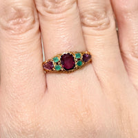 Victorian garnet and emerald ring from 1872-Antique rings-The Antique Ring Shop