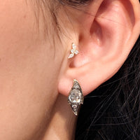 Rose diamond studs in silver and 14 carat gold-Earrings-The Antique Ring Shop