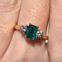 Emerald and diamond trilogy ring