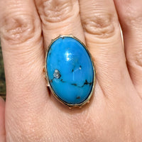 Cabochon turquoise ring in 14 carat gold-Vintage Rings-The Antique Ring Shop