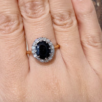 Vintage sapphire and diamond cluster ring