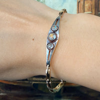 Rose diamond bracelet in 14 carat gold and silver-Bracelets-The Antique Ring Shop