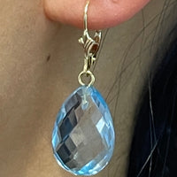 Faceted topaz drops in 14 carat gold-Earrings-The Antique Ring Shop
