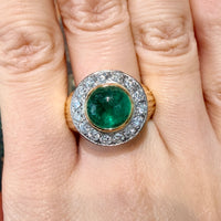 Emerald and diamond ring in 14 carat gold-Rings-The Antique Ring Shop