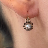 Rose diamond pendant earrings-Earrings-The Antique Ring Shop