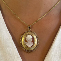 Cameo pendant in 14 carat gold-Pendants-The Antique Ring Shop