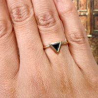 Black diamond ring in 18 carat gold-Vintage Rings-The Antique Ring Shop