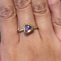 Textured light pink tourmaline ring in 14 carat gold-Vintage Rings-The Antique Ring Shop