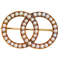 Antique seed pearl brooch in 14 carat gold-Brooches-The Antique Ring Shop
