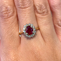 Ruby and diamond ring in 18 carat gold