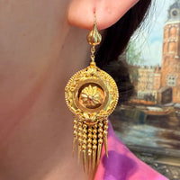 Victorian gold plated Etruscan style earrings-Earrings-The Antique Ring Shop