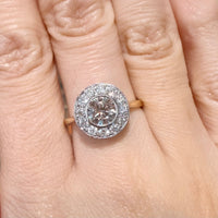 18 carat yellow and white gold diamond cluster ring-engagement rings-The Antique Ring Shop