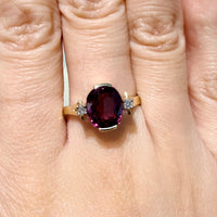 Vintage garnet and diamond ring in 14 carat gold-Vintage Rings-The Antique Ring Shop