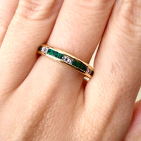 Emerald and diamond band in 18 carat gold-wedding rings-The Antique Ring Shop