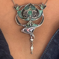 Silver and enamel Art Nouveau style pendant-Pendants-The Antique Ring Shop