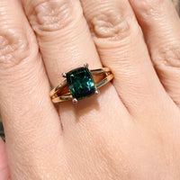 Green tourmaline ring in 14 carat gold-Vintage Rings-The Antique Ring Shop