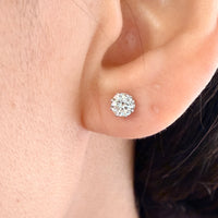 White gold studs with brilliant cut diamonds-Earrings-The Antique Ring Shop