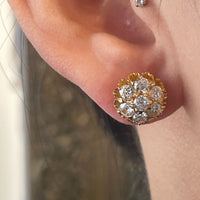 Old cut diamond cluster ear studs-Earrings-The Antique Ring Shop