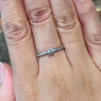 14 carat white gold ring with diamonds-engagement rings-The Antique Ring Shop