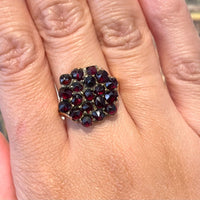 Garnet cluster ring in 14 carat gold