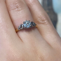 Diamond solitaire ring in platinum and gold-engagement rings-The Antique Ring Shop