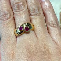 Ruby and diamond ring in 18 carat gold-Vintage Rings-The Antique Ring Shop