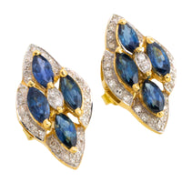 Sapphire and diamond marquise sdud earrings in 18 carat gold