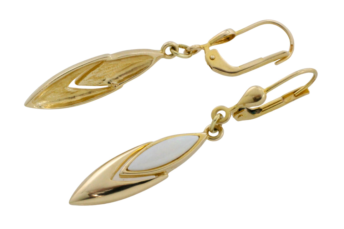 Opal pendant earrings-Earrings-The Antique Ring Shop