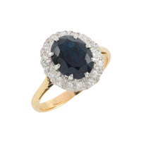 Vintage sapphire and diamond cluster ring