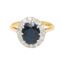 Vintage sapphire and diamond cluster ring