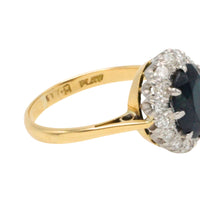 Vintage sapphire and diamond cluster ring