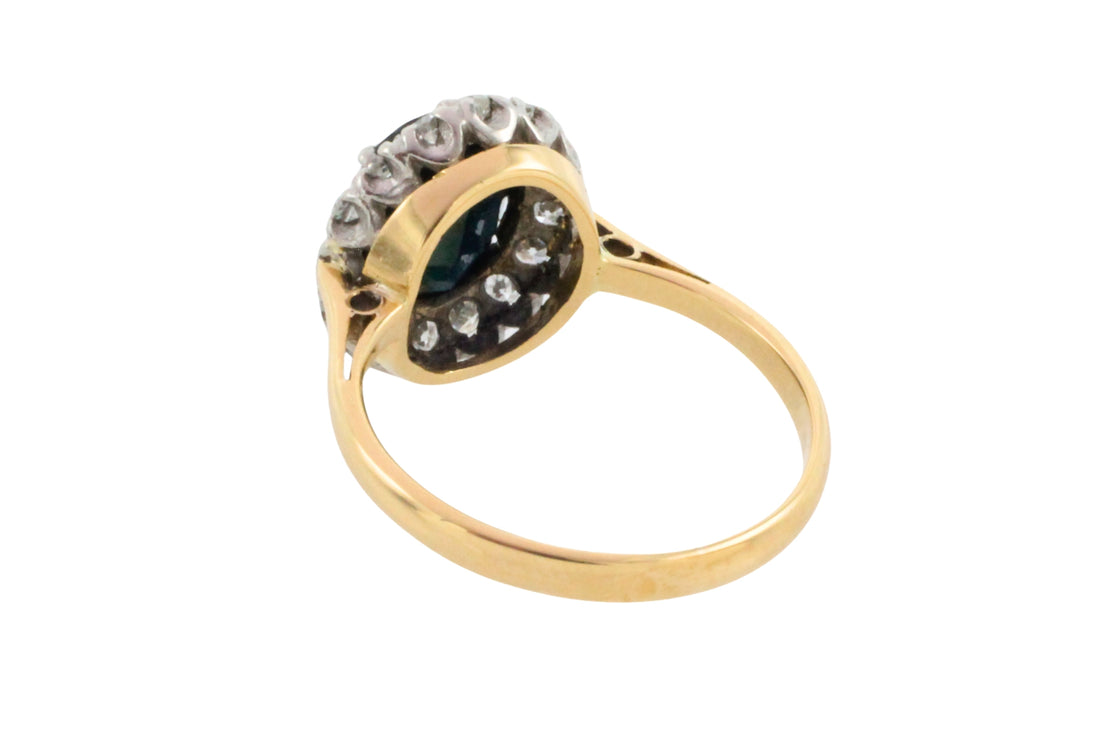 Vintage sapphire and diamond cluster ring