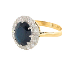 Vintage sapphire and diamond cluster ring
