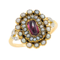 Tourmaline pearl and rose diamond ring