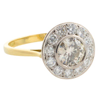 18 carat yellow and white gold diamond cluster ring-engagement rings-The Antique Ring Shop