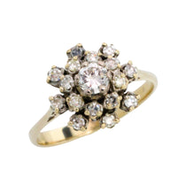 Snow flake diamond cluster ring in 14 carat gold-Vintage Rings-The Antique Ring Shop