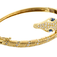 18 carat snake bracelet with diamonds and sapphires