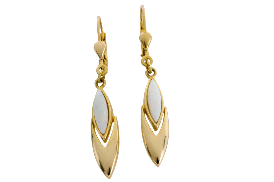 Opal pendant earrings-Earrings-The Antique Ring Shop