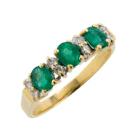 Emerald and diamond ring in 18 carat gold-Vintage Rings-The Antique Ring Shop