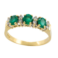 Emerald and diamond ring in 18 carat gold-Vintage Rings-The Antique Ring Shop