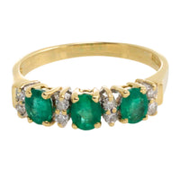 Emerald and diamond ring in 18 carat gold-Vintage Rings-The Antique Ring Shop