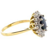 Vintage sapphire and diamond cluster ring-engagement rings-The Antique Ring Shop